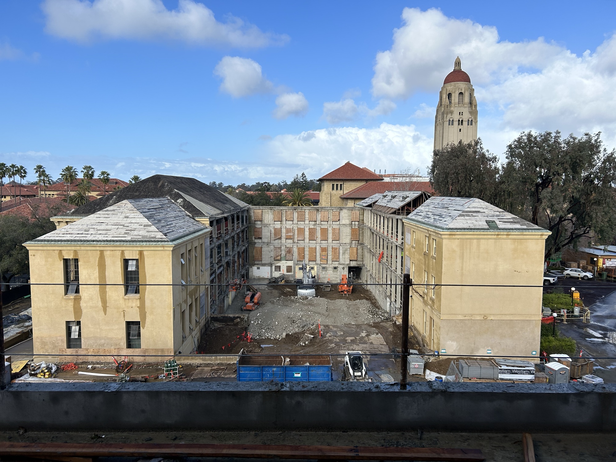 View of the north building after center core removal, from the south building fourth floor