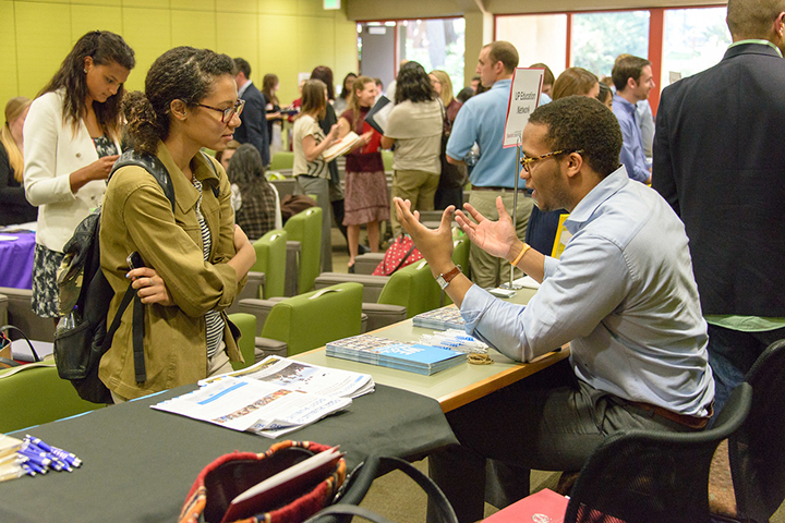 Students met with employers at the 2015 spring Stanford Graduate School of Education career fair