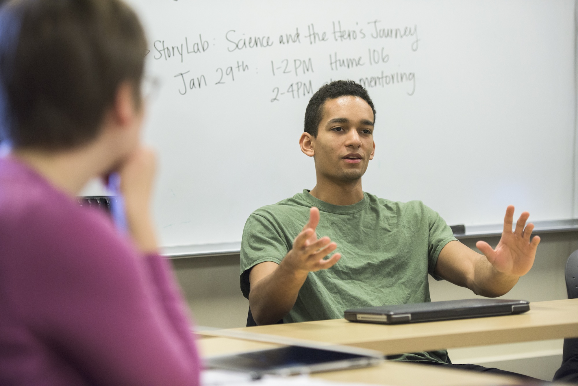 Stanford human biology major Keetan Rutledge in the Notation in Science Communication program. (Photo: L.A. Cicero)