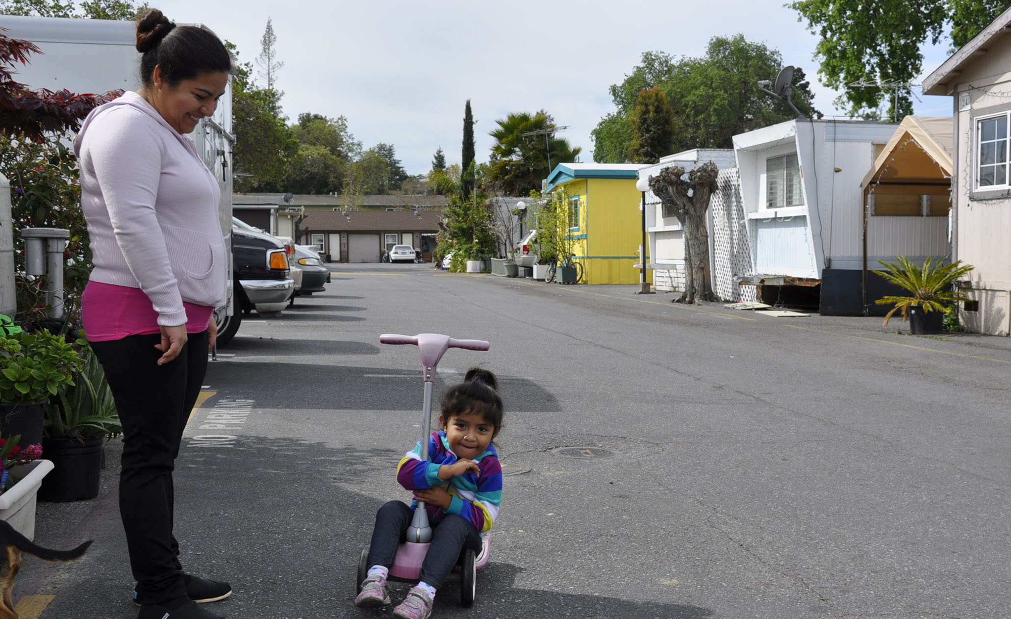 Sandra Tello and daughter Cynthia by their home at the Buena Vista Mobile Home Park. (Photo: Brooke Donald)