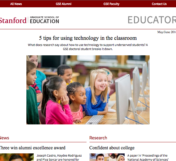 Screenshot of Stanford GSE Educator Vol. 3 Issue 3