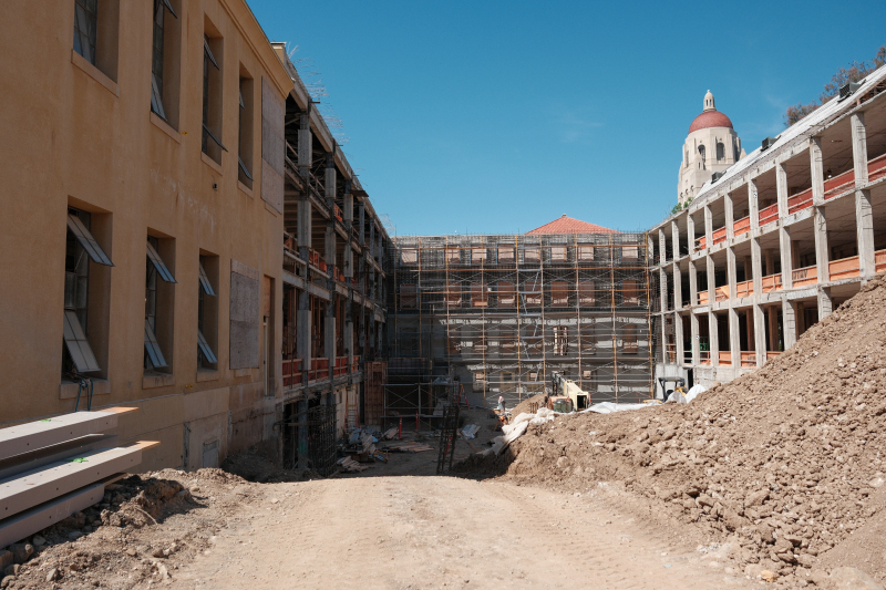 With the core of the north building removed and basement excavated, work continues on shoring and structural support. May 9, 2024 (Photo: Ryan Zhang)