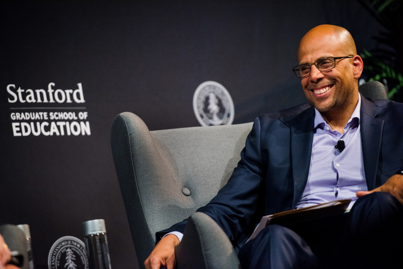 Jim Shelton, MA/MBA ’93, chief investment and impact officer at Blue Meridian partners, and former deputy secretary of the U.S. Department of Education and head of the education division of the Chan Zuckerberg Initiative (Photo from Stanford GSE Cubberley Lecture in 2018: Ryan Zhang)