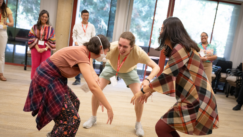 PhD students get playful during an improv session. (Photo: Joleen Richards)