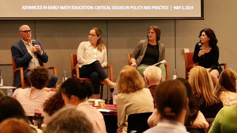 From left: Steve Kellner of California Education Partners; Abigail Stein, postdoctoral researcher at Carnegie Mellon University; Kristin Whyte, a visiting assistant professor at the University of Wisconsin-Madison; and Cynthia Coburn, a professor at Northwestern University. (Photo: Marc Franklin)
