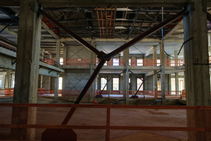 A view of construction in the north building, where the auditorium once was. (Photo: Ryan Zhang)