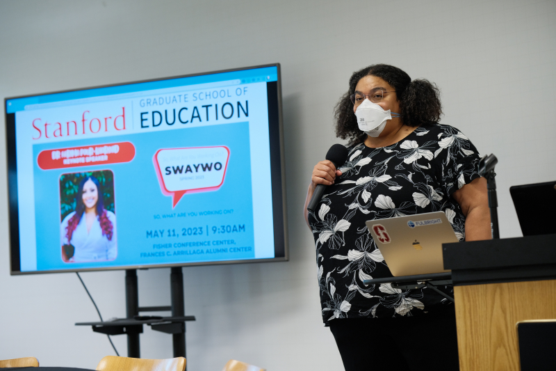 Associate Dean of Educational Affairs Anne Charity Hudley speaks to students about the importance of conferences in education. (Photo: Ryan Zhang)