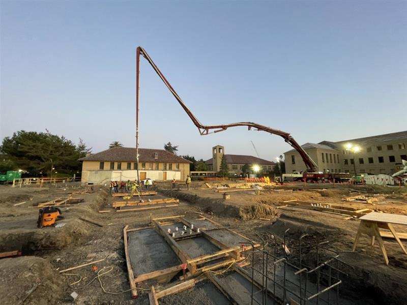 The first concrete pour for the new south building, September 12, 2023, early morning