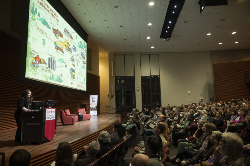 The event drew an audience of 400 Stanford and local community members to CEMEX auditorium. (Photo: Rod Searcey)
