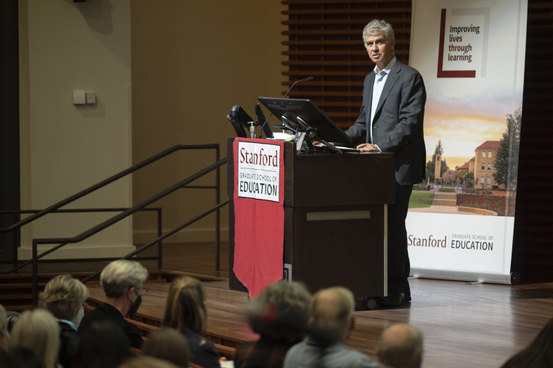 GSE Dean Dan Schwartz introduced the speakers at the event. (Photo: Rod Searcey)