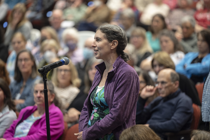 An audience member addresses Kingsolver during the Q&amp;A portion of the event. (Photo: Rod Searcey)