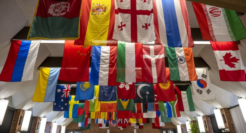 Ceiling of national flags