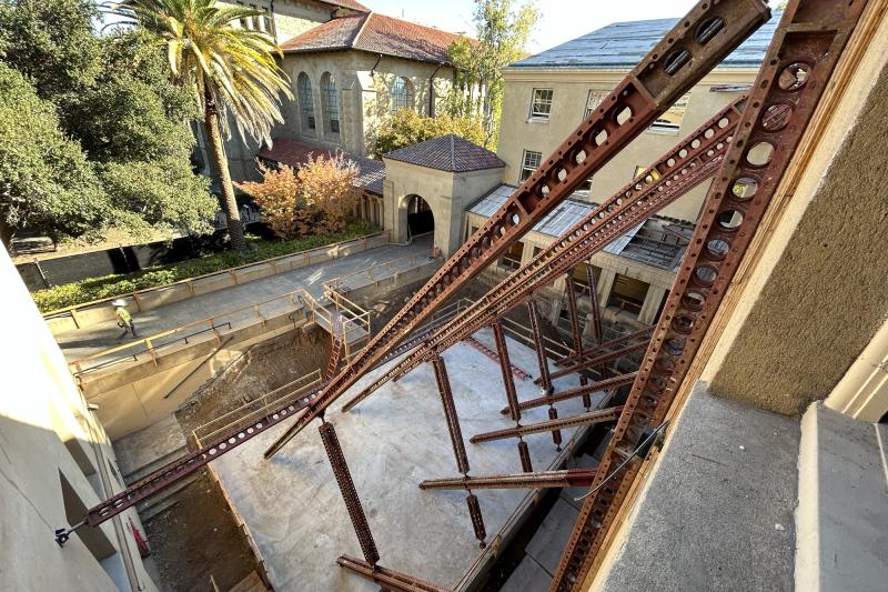 A photo of the sunken garden being constructed as part of the new GSE campus construction project. (Photo courtesy McCarthy Construction)