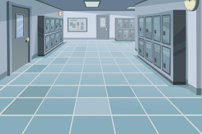 Illustration of a high school corridor