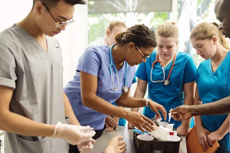 Photo of nursing students in training