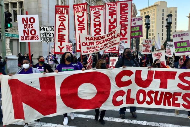 Photo from Oakland protest of school closures