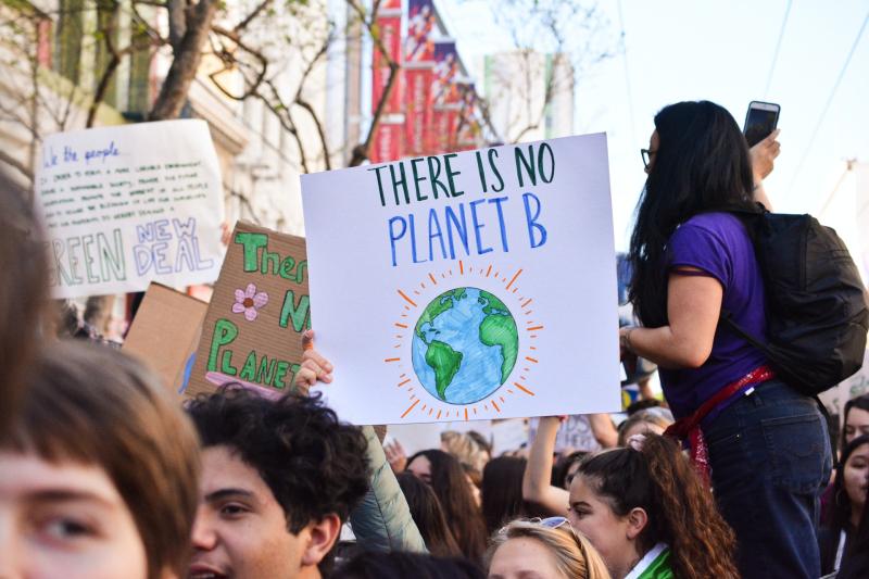 Photo of students protesting for climate change action