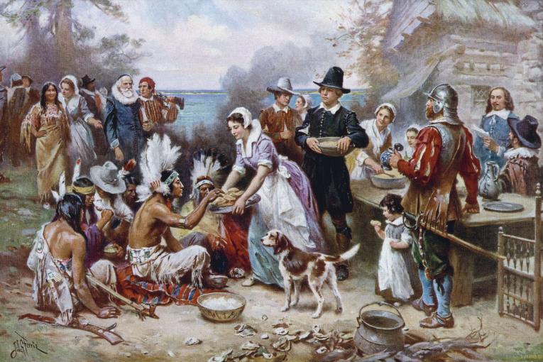 Image of the First Thanksgiving painting