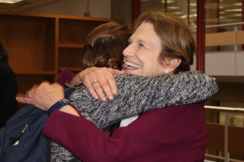 Judy Avery is thanked by a STEP student. (Photo: Marc Franklin)