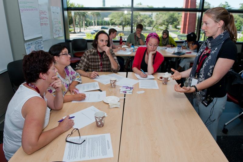 Teachers participate in a CSET professional development program on the Stanford campus. CSET has now partnered with San Francisco schools to develop math teacher-leaders. 