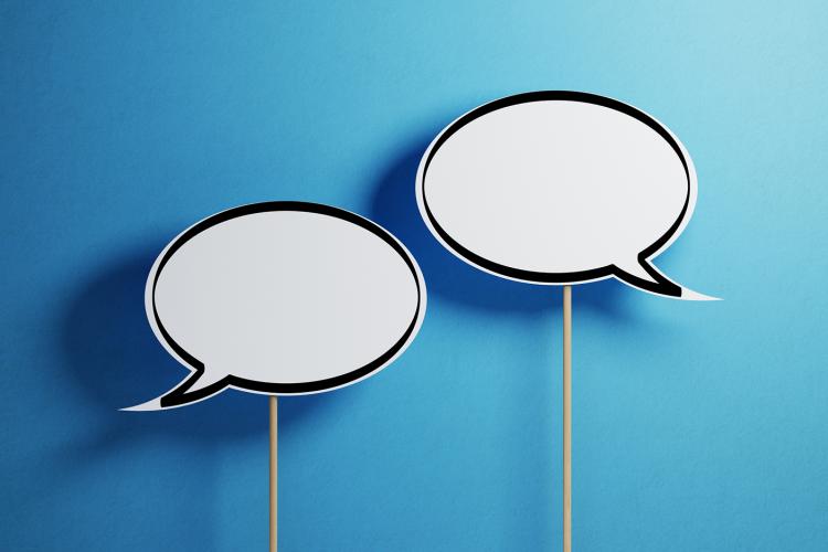 empty speech bubbles on a blue background