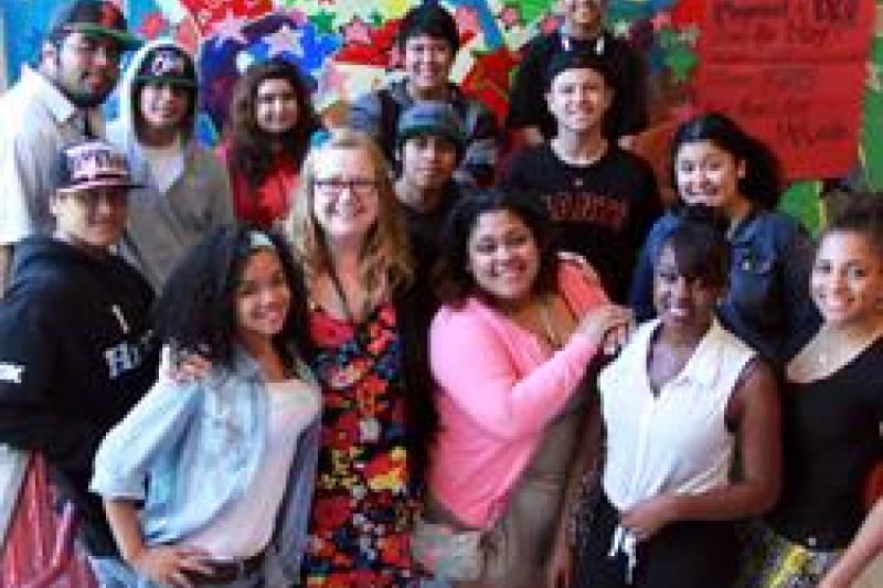 Students and their teacher at City Arts and Technology High School