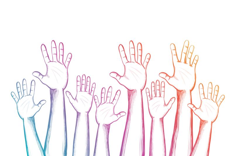 illustration of raised hands