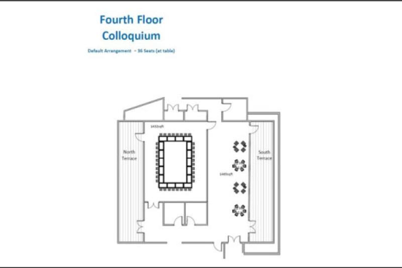 Graphic of a South Building Colloquium with default seating