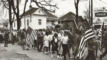 Participants marching in the civil rights march from Selma to Montgomery, Alabama in 1965 (Library of Congress)