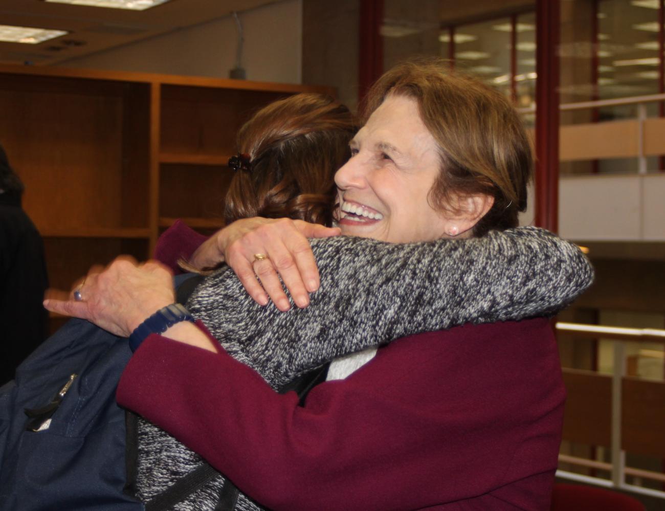 Judy Avery is thanked by a STEP student. (Photo: Marc Franklin)