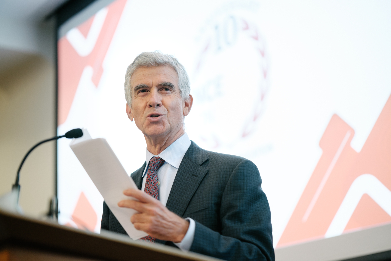 Dean Schwartz mcing the 2025 AEEA