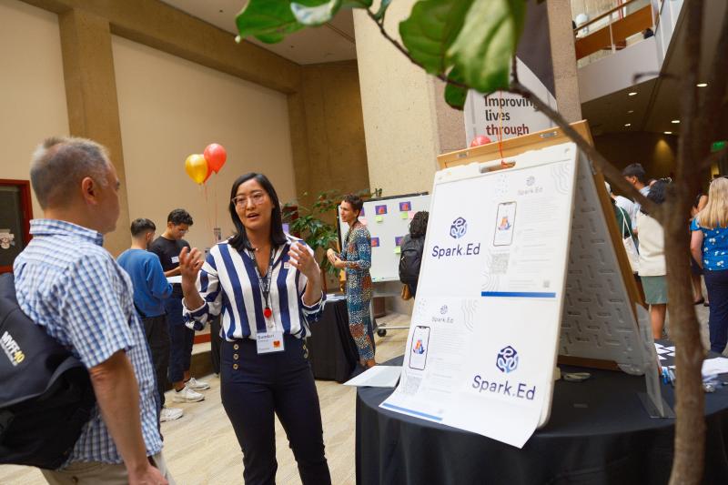 Sundari Enkhtugs presents her project, SparkED, a learning platform for parents and caregivers of autistic children. (Photo: Ryan Zhang)