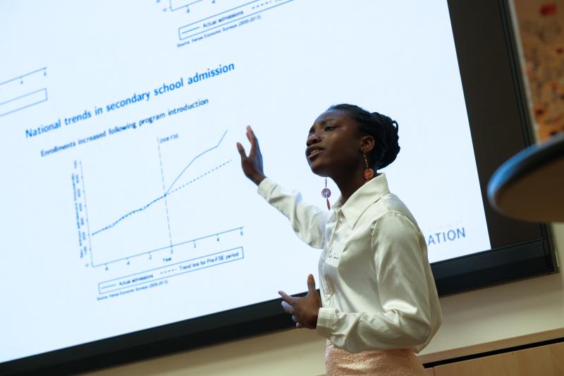 Master's student Kadija Samura presents her research. (Photo: Ryan Zhang)