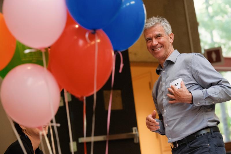 GSE Dean Dan Schwartz joins the symposium. (Photo: Ryan Zhang)