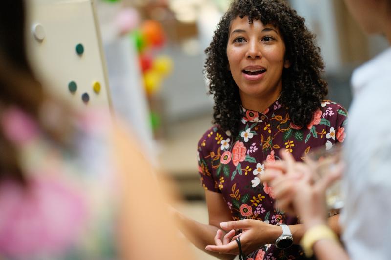 Laura Hinton, MS ’23, presents on data equity in program evaluation. (Photo: Ryan Zhang)