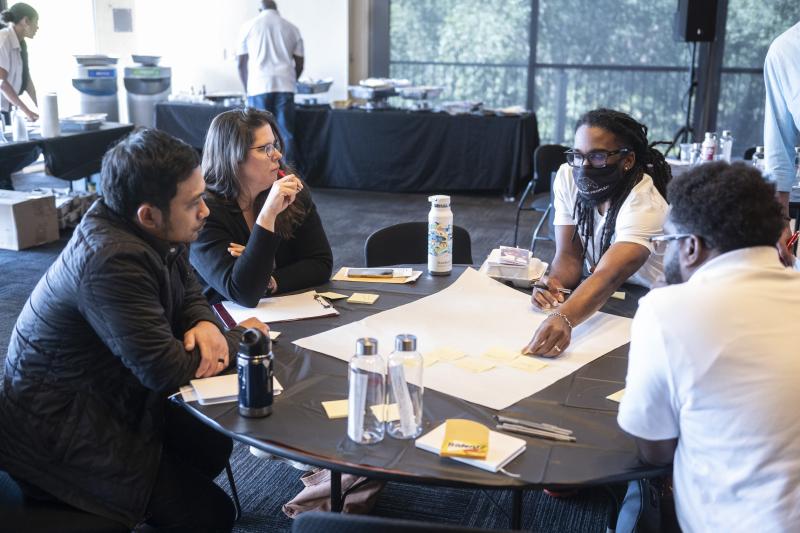 RILE conference participants collaborate during the workshop on training teachers and departments for diversity. (Photo: Rod Searcey)