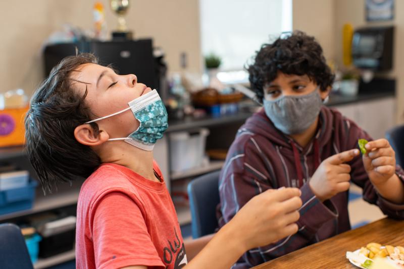 Classroom activities focused on nutrition and agriculture incorporated herbs and vegetables from the school garden. (Photo: Andrew Brodhead)