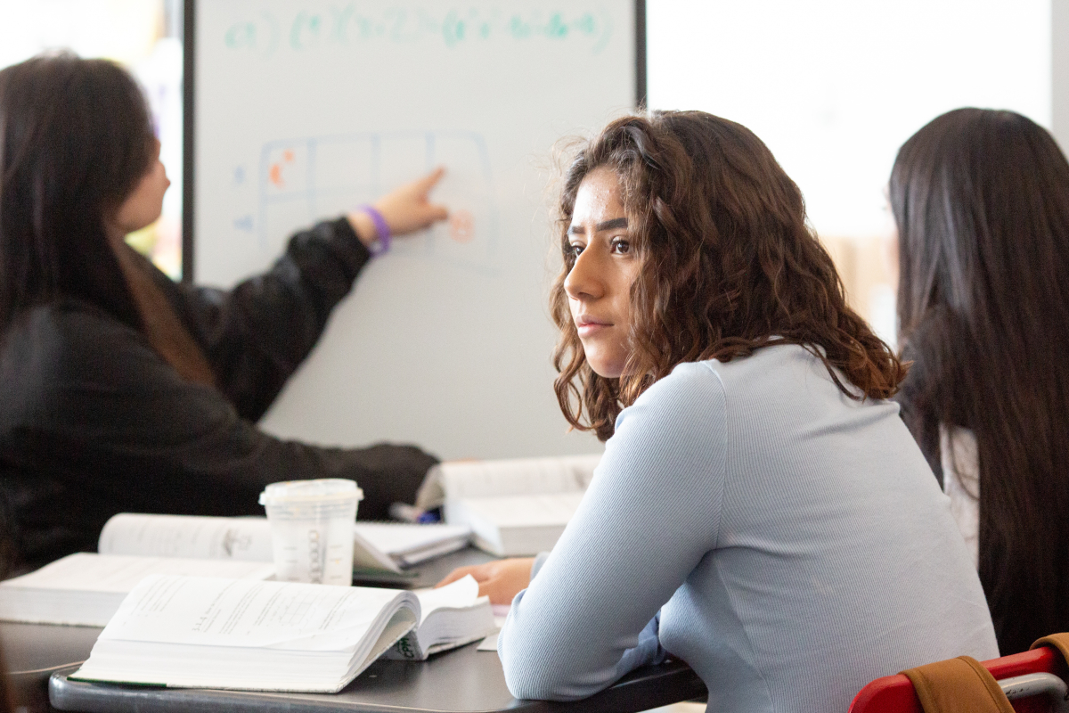 High school student in a classroom 