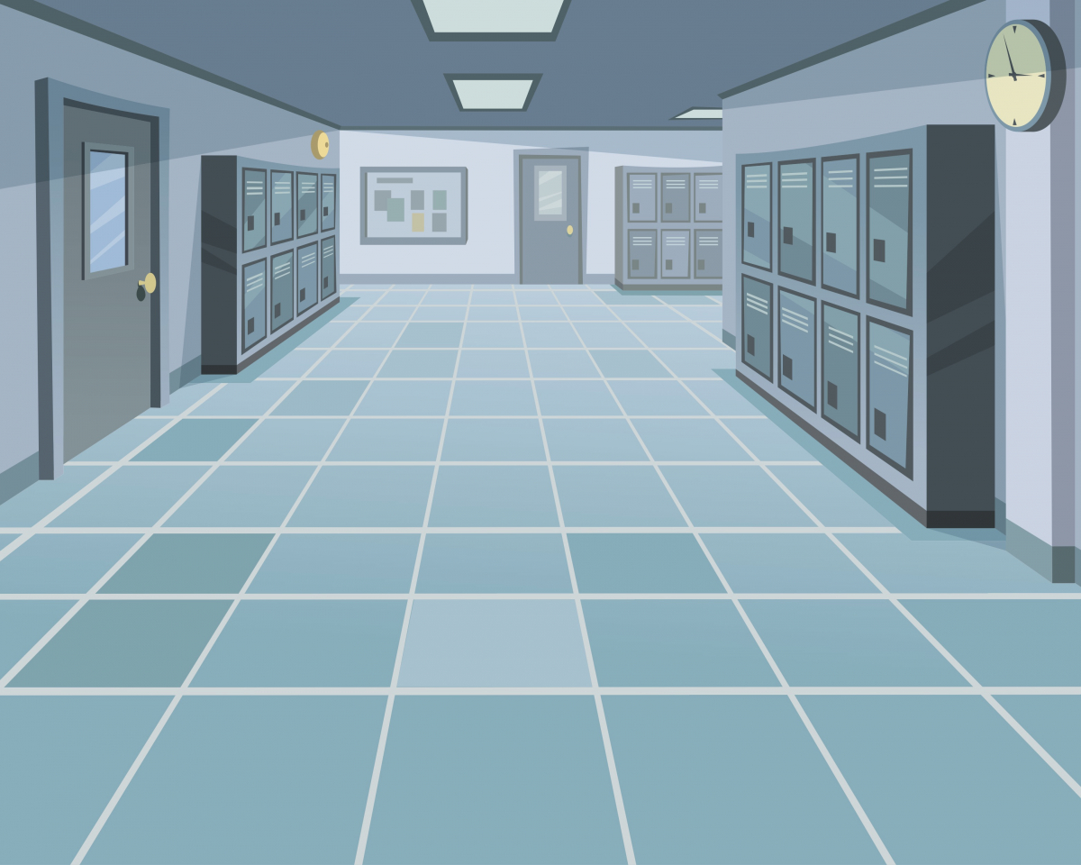 Illustration of a high school corridor