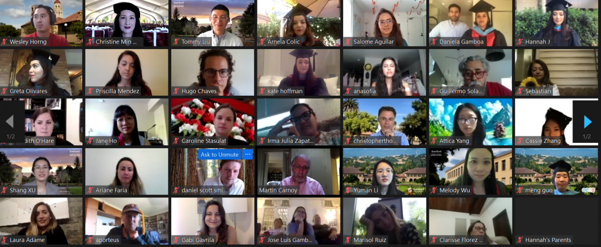 Screenshot of attendees on a Zoom conference call.
