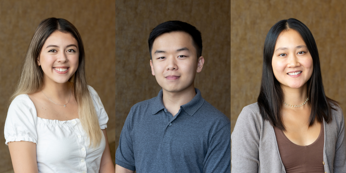 (Left to right) Knowles 2023 fellows and STEP graduates Kelly Ho, Justin Park, and Kelsey Wong.