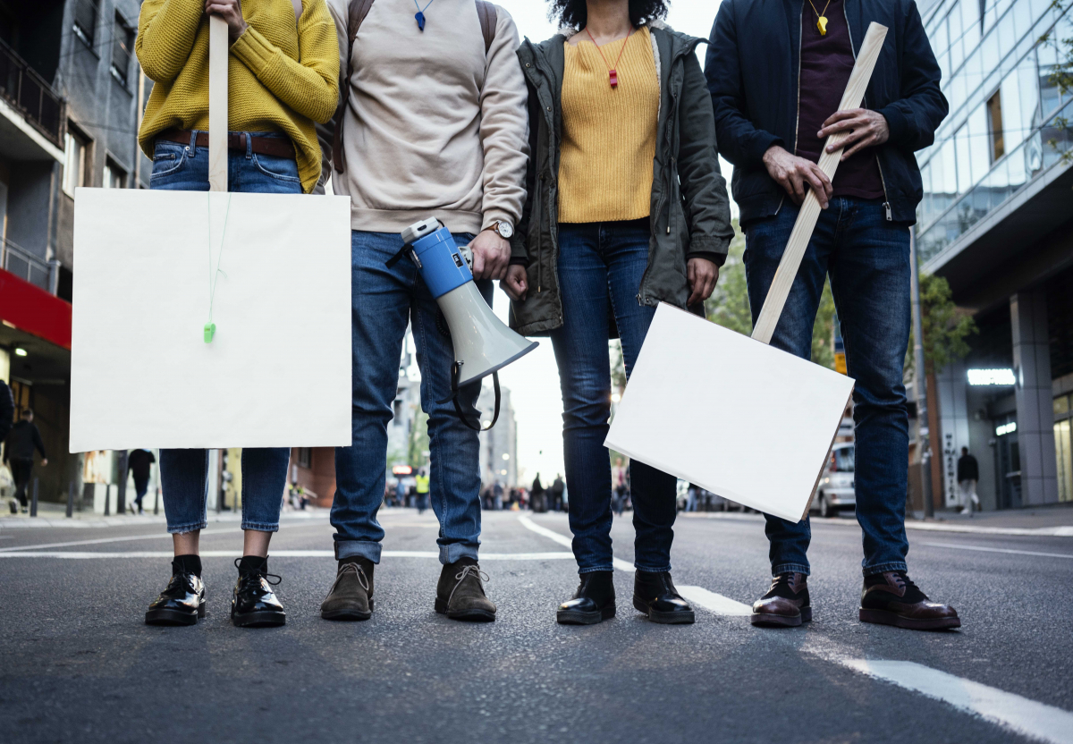 Teens protesting