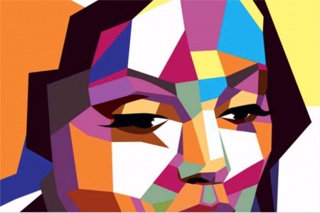 Intersectional Face with kaleidoscope colors