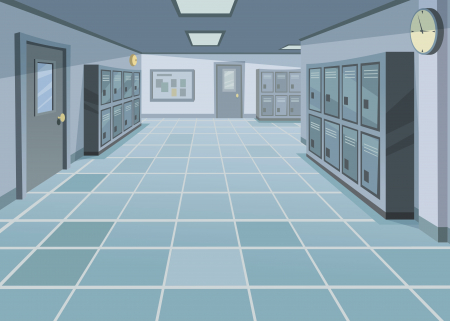 Illustration of a high school corridor