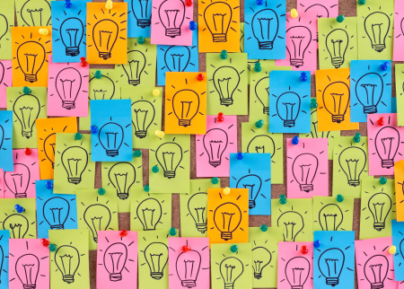 photo of post-it notes with lightbulbs