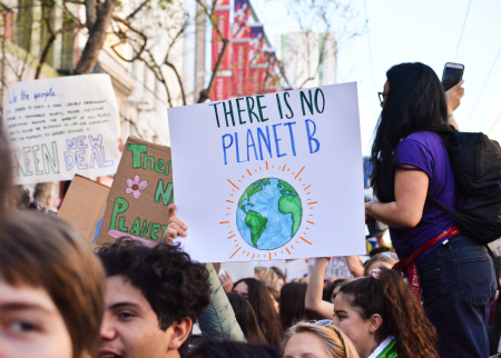 Photo of students protesting for climate change action