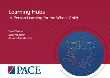 Title plate with "Learning hubs: In-person learning for the whole child"