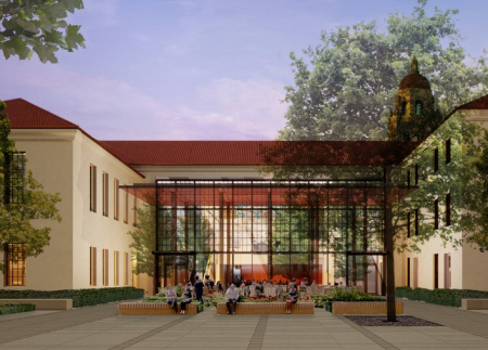 Rendering of new GSE building and courtyard