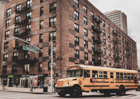Photo of a school bus in NYC