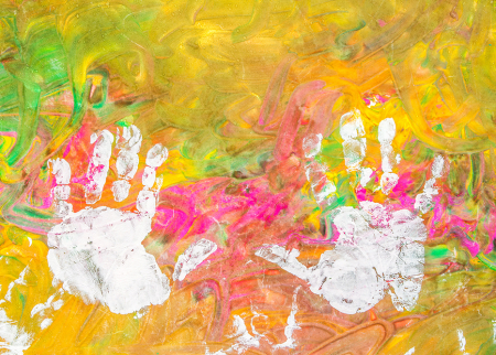 hand prints in paint